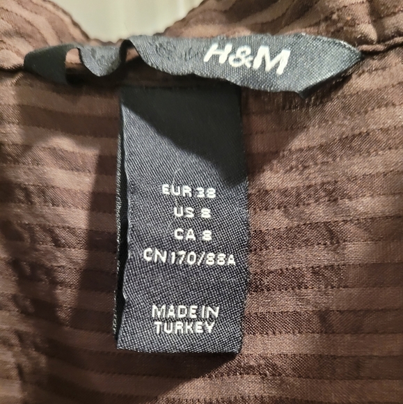 H&M brown striped cap sleeve shirt size 8 - Picture 3 of 4